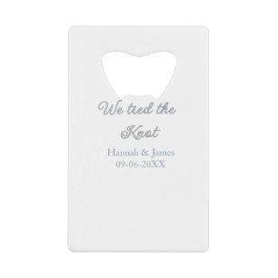 we tied the knot name wedding engagement date blue credit card bottle opener