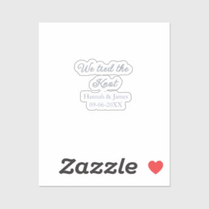 we tied the knot name wedding engagement date blue sticker