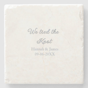 we tied the knot name wedding engagement date blue stone coaster