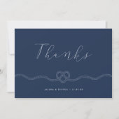 We Tied The Knot Nautical Navy & White Thank You (Front)