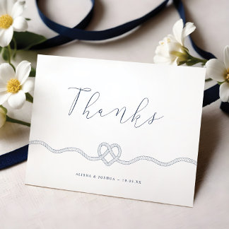 We Tied The Knot Nautical Navy & White Thank You