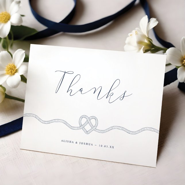 We Tied The Knot Nautical Navy & White Thank You Card (We Tied The Knot Nautical Navy & White Thank You)