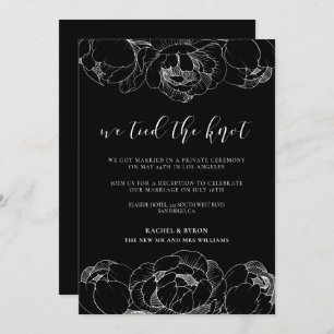 We tied the knot Peonies wedding announcement
