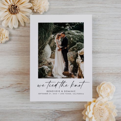 Wedding announcements - Pink Dramatic personalized gifts for you We tied the knot photo wedding announcement