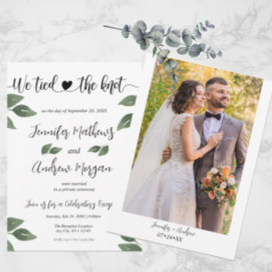 We Tied the Knot Photo Wedding Reception Invitation