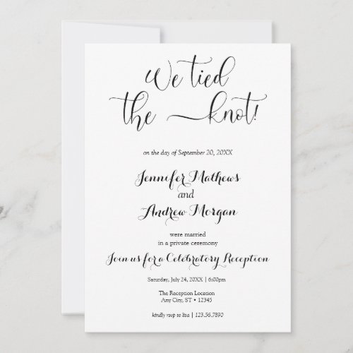 We Tied the Knot  Photo Wedding Reception Invitation