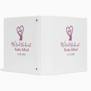 We tied the knot pink heart knots name date romant 3 ring binder