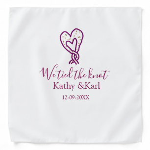 We tied the knot pink heart knots name date romant bandana