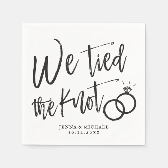 We Tied the Knot | Post-Nuptial Party Script Napkins | Zazzle.com