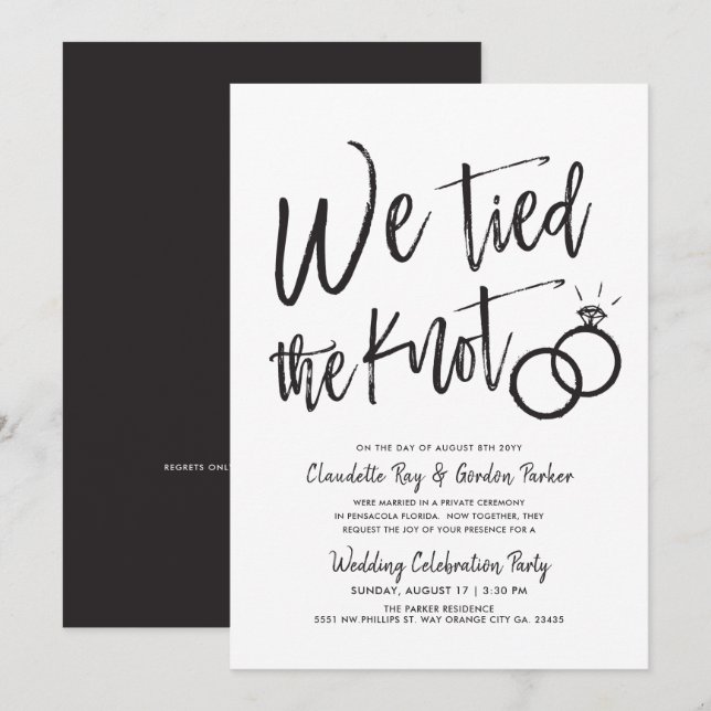 We Tied the Knot | Post Wedding Party Invitation (Front/Back)