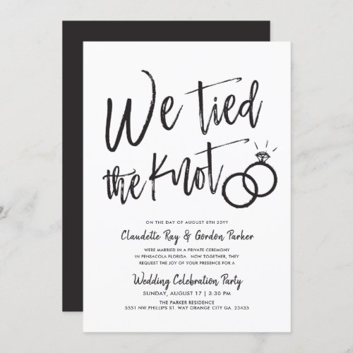 We Tied the Knot  Post Wedding Party Invitation