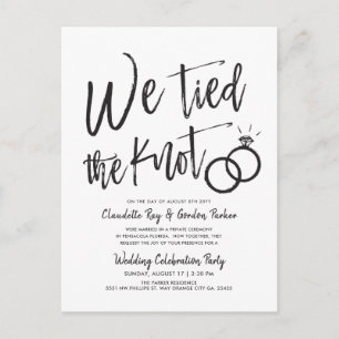 We Tied the Knot   Post Wedding Party Invitation P Postcard
