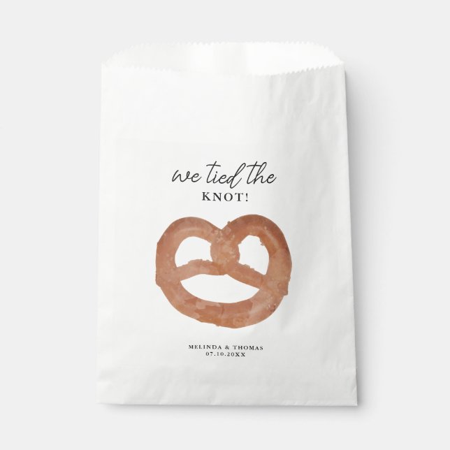 We Tied The Knot Pretzel Wedding Favor Bag (Front)