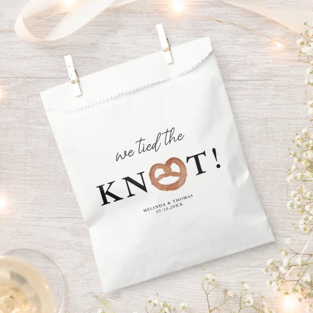 We Tied The Knot Pretzel Wedding Favor Bag (Clipped)