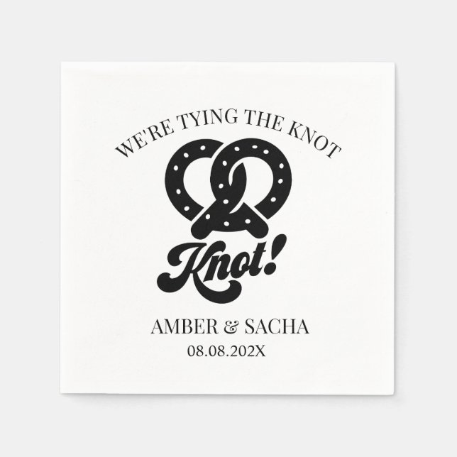 We Tied The Knot Pretzel Wedding Napkins (Front)