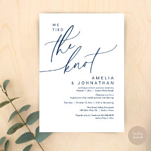 We tied the knot, Romantic Wedding Dinner Party Invitation