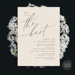 We tied the knot, Romantic Wedding Dinner Party Invitation