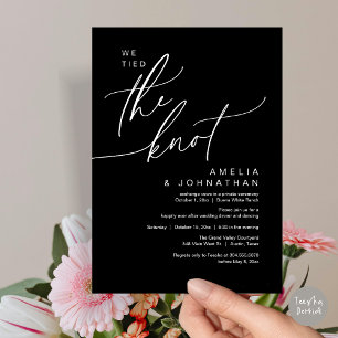 We tied the knot, Romantic Wedding Dinner Party Invitation
