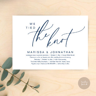 We Tied The Knot Romantic Wedding Elopement Dinner Invitation