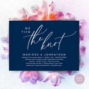 We Tied The Knot Romantic Wedding Elopement Dinner Invitation
