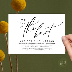 We Tied The Knot Romantic Wedding Elopement Dinner Invitation