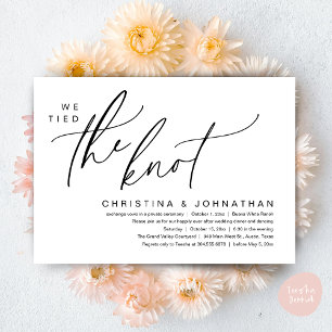 We Tied The Knot Romantic Wedding Elopement Dinner Invitation