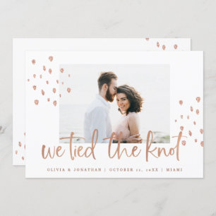 We Tied the Knot Rose Gold Wedding Announcement