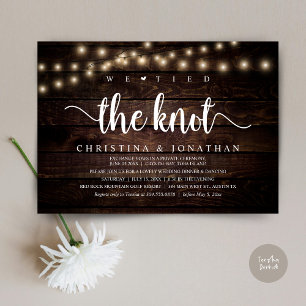 We Tied The Knot, Rustic Wedding Dinner Elopement Invitation