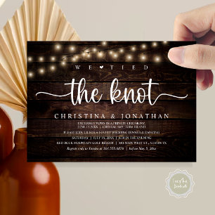 We Tied The Knot, Rustic Wedding Dinner Elopement Invitation