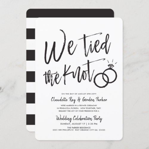 We Tied the Knot  Script  Post Wedding Party Invitation