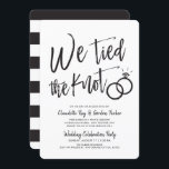 We Tied the Knot | Script | Post Wedding Party Invitation<br><div class="desc">After the big day and the rings are exchanged invite your most honored guests to a celebration. This invitation features the words "We Tied the Knot" in fancy script letters. Towards the side of this are a pair of wedding rings. Underneath this unique graphic is a space for your own...</div>