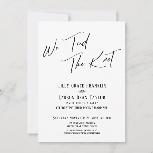 We Tied the Knot Simple Elegant Typography Invitation