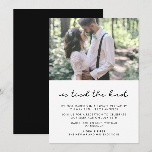 We tied the knot Simple photo announcement (Front/Back)