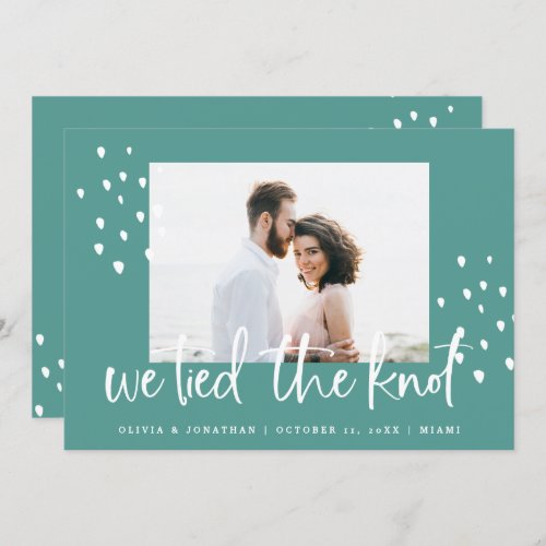 We Tied the Knot  Teal Wedding Announcement