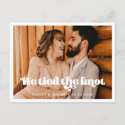 We tied the knot Vintage retro script photo Postcard