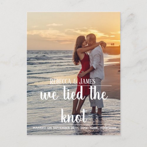 We tied the knot wedding announcement Postcard