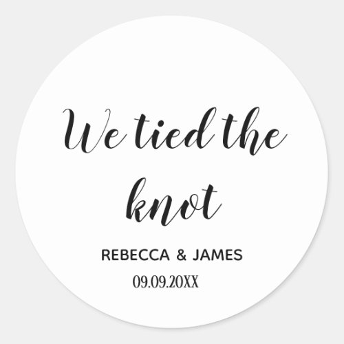 We tied the knot Wedding Classic Round Sticker