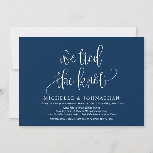 We Tied The Knot Wedding Elopement Celebration In Invitation