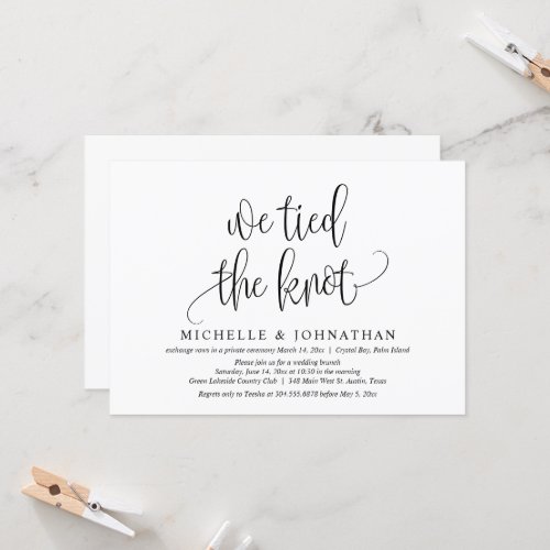 We Tied The Knot Wedding Elopement Celebration In Invitation