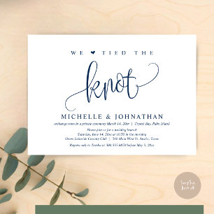 We Tied The Knot, Wedding Elopement Celebration Invitation