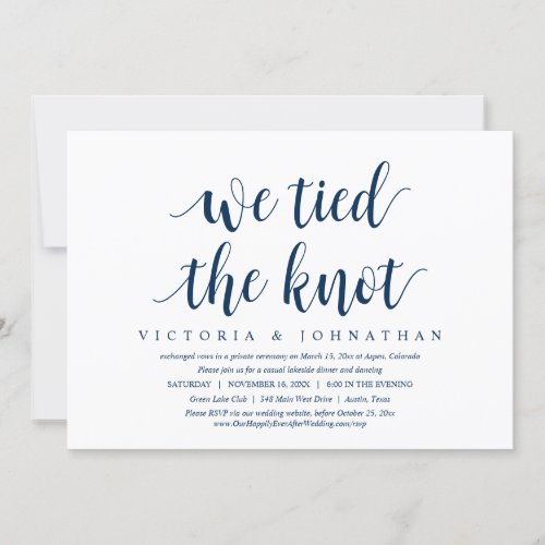 We Tied The Knot Wedding Elopement Dinner Invitat Invitation
