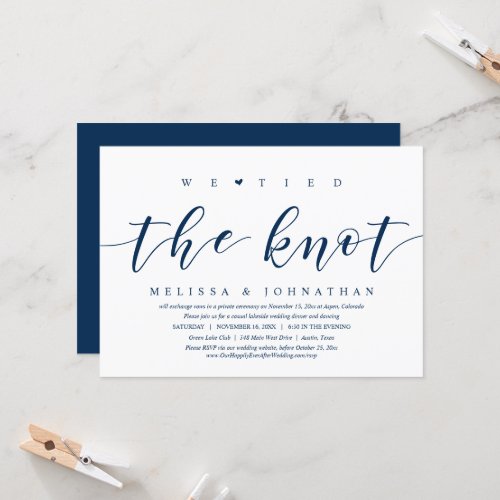 We Tied The Knot Wedding Elopement Dinner Party Invitation