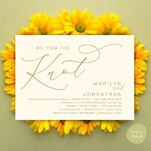 We Tied The Knot, Wedding Elopement Dinner Party Invitation