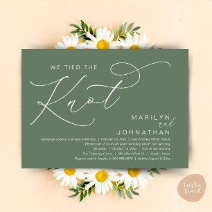 We Tied The Knot, Wedding Elopement Dinner Party Invitation