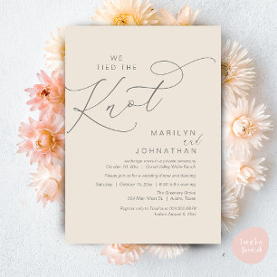 We tied the knot, Wedding Elopement Dinner Party Invitation