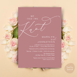 We tied the knot, Wedding Elopement Dinner Party Invitation