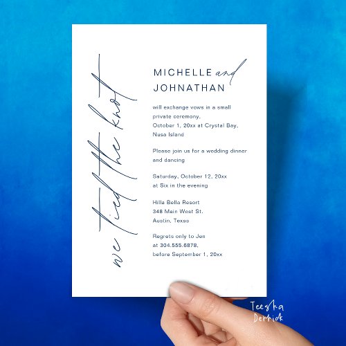 We Tied The Knot Wedding Elopement Dinner Party Invitation
