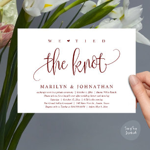 We Tied The Knot, Wedding Elopement Dinner Party Invitation