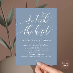We tied the knot, Wedding Elopement Dinner Party Invitation