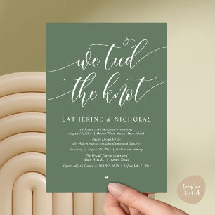 We tied the knot, Wedding Elopement Dinner Party Invitation